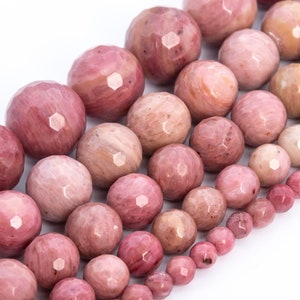 Haitian Flower Rhodonite Beads Grade AAA Genuine Natural Gemstone Micro Faceted Round Loose Beads 6MM 8MM 10MM 12MM Bulk Lot Options