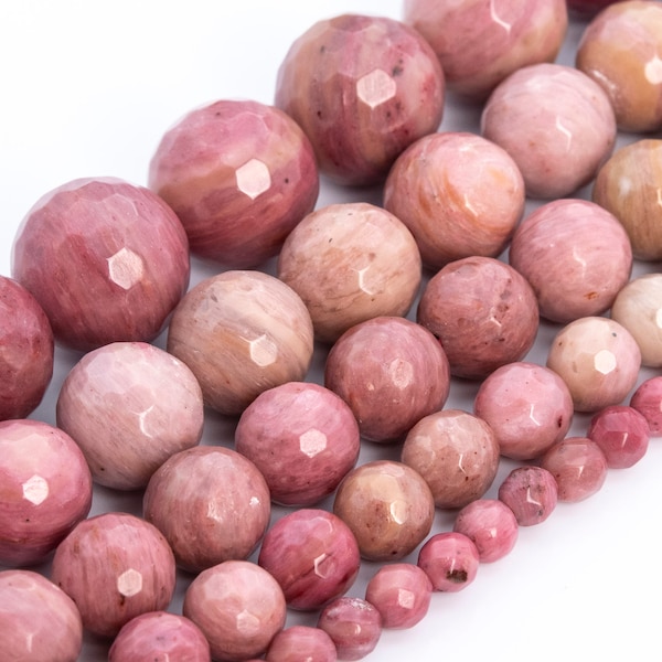 Haitian Flower Rhodonite Beads Grade AAA Genuine Natural Gemstone Micro Faceted Round Loose Beads 6MM 8MM 10MM 12MM Bulk Lot Options