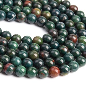 Dark Green Blood Stone Beads Grade AAA Genuine Natural Gemstone Round Loose Beads 4MM 6MM 8MM 10MM Bulk Lot Options image 3