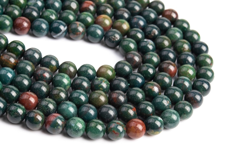 Dark Green Blood Stone Beads Grade AAA Genuine Natural Gemstone Round Loose Beads 4MM 6MM 8MM 10MM Bulk Lot Options image 3