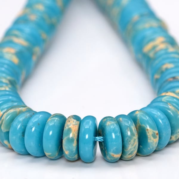12x3MM Sky Blue Imperial Jasper Beads Grade AAA Gemstone Half Strand Rondelle Loose Beads 7.5" Bulk Lot Options (101895h-892)