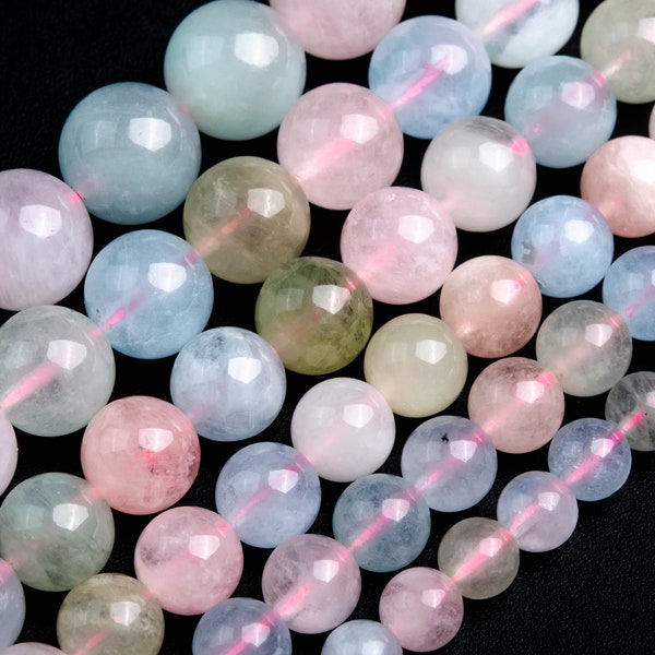 Beryl Morganite Aquamarine Beads Genuine Natural Grade AA+ Round Loose Beads 4MM 8MM 10MM 12MM Bulk Lot Options