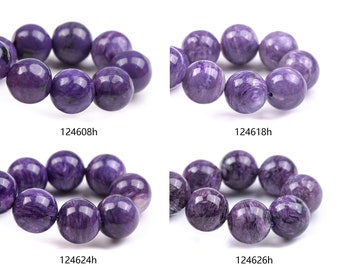 Russia Charoite Beads 7"/7.5"/8" Bracelet Genuine Natural Round Gemstone Beads