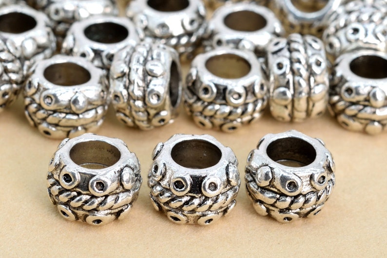 62257-2256 11x8MM Antique Silver Tone Spacer Beads Barrel Drum 5 Pcs Bulk Lot Options