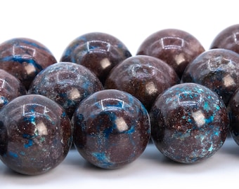 10MM Deep Brown Azurite Malachite Quartz Beads Genuine Natural Gemstone Full Strand Round Loose Beads 16" (116222-1851)