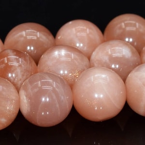 9-10MM Orange Moonstone Beads India Grade A Genuine Natural Gemstone Full Strand Round Loose Beads 15.5&quot; BULK LOT 1,3,5,10,50 (104055-1106)