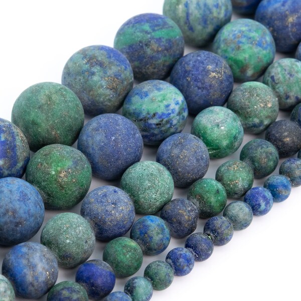 thumbnail image 2 of 6mm Faceted Green Azurite Chrysocolla Gemstone Beads - 15" Strand Round Loose Beads 2 of 4