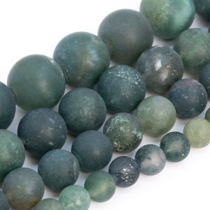 Matte Botanical Moss Agate Beads Grade AAA Genuine Natural Gemstone Round Loose Beads 4MM 6MM 8MM 16MM Bulk Lot Options