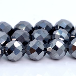 6MM Terahertz Beads Grade AAA Synthetic Gemstone Faceted Round Loose Beads 15.5&quot; / 7.5&quot; Bulk Lot Options (105442)