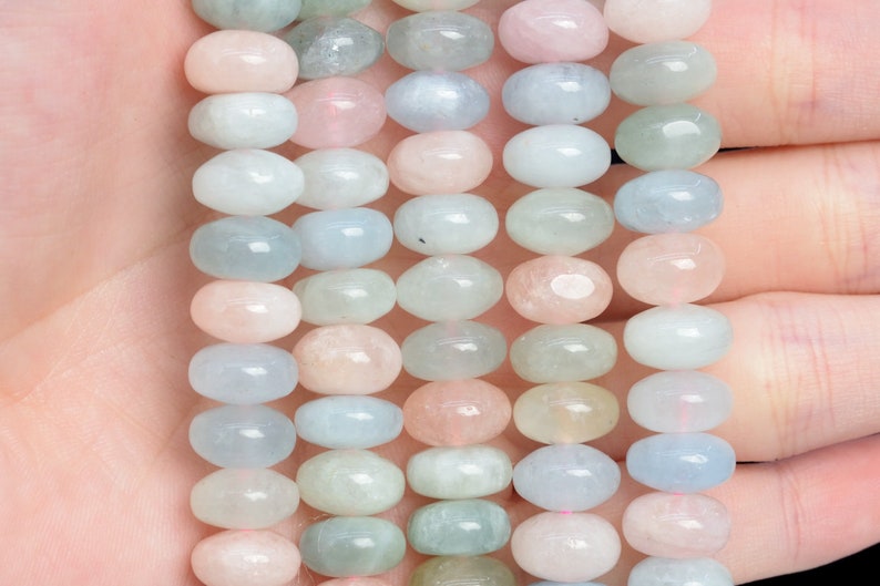 10x6MM Beryl Morganite Aquamarine Beads Africa AAA Genuine Natural Gemstone Full Strand Rondelle Beads 15.5 Bulk Lot Options 107967-2608