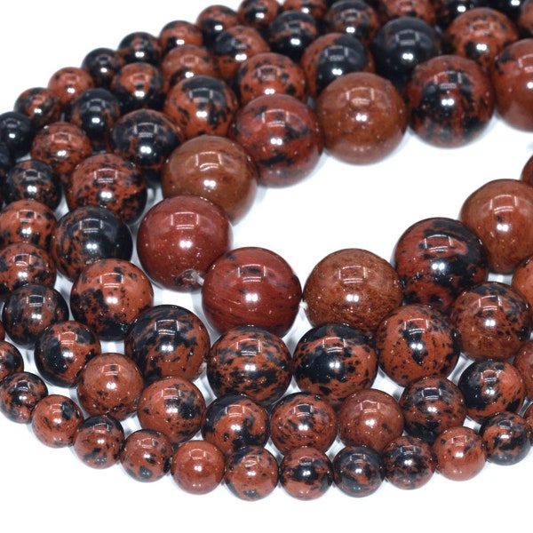 Mahogany Obsidian Beads Grade AAA Genuine Natural Gemstone Round Loose Beads 6MM 8MM 12MM Bulk Lot Options