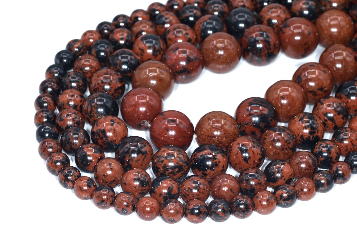 Mahogany Obsidian Beads Grade AAA Genuine Natural Gemstone Round Loose Beads 4MM 6MM 8MM 10MM 12MM Bulk Lot Options