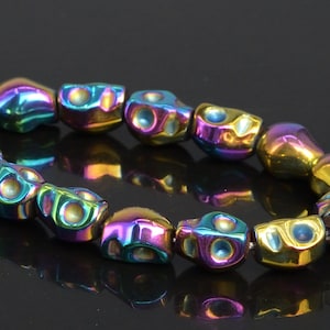 8x5MM Regenbogen Hämatit Perlen Schädel Klasse AAA Natürliche Edelstein Halbe Strang lose Perlen 7,5 &quot;BULK LOT 1,3,5,10 und 50 (104571h-1240)