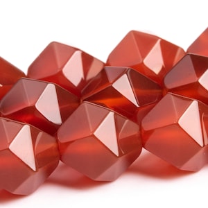 Red Carnelian Beads Star Cut Faceted Grade AAA Genuine Natural Gemstone Loose Beads 8MM 10MM Bulk Lot Options