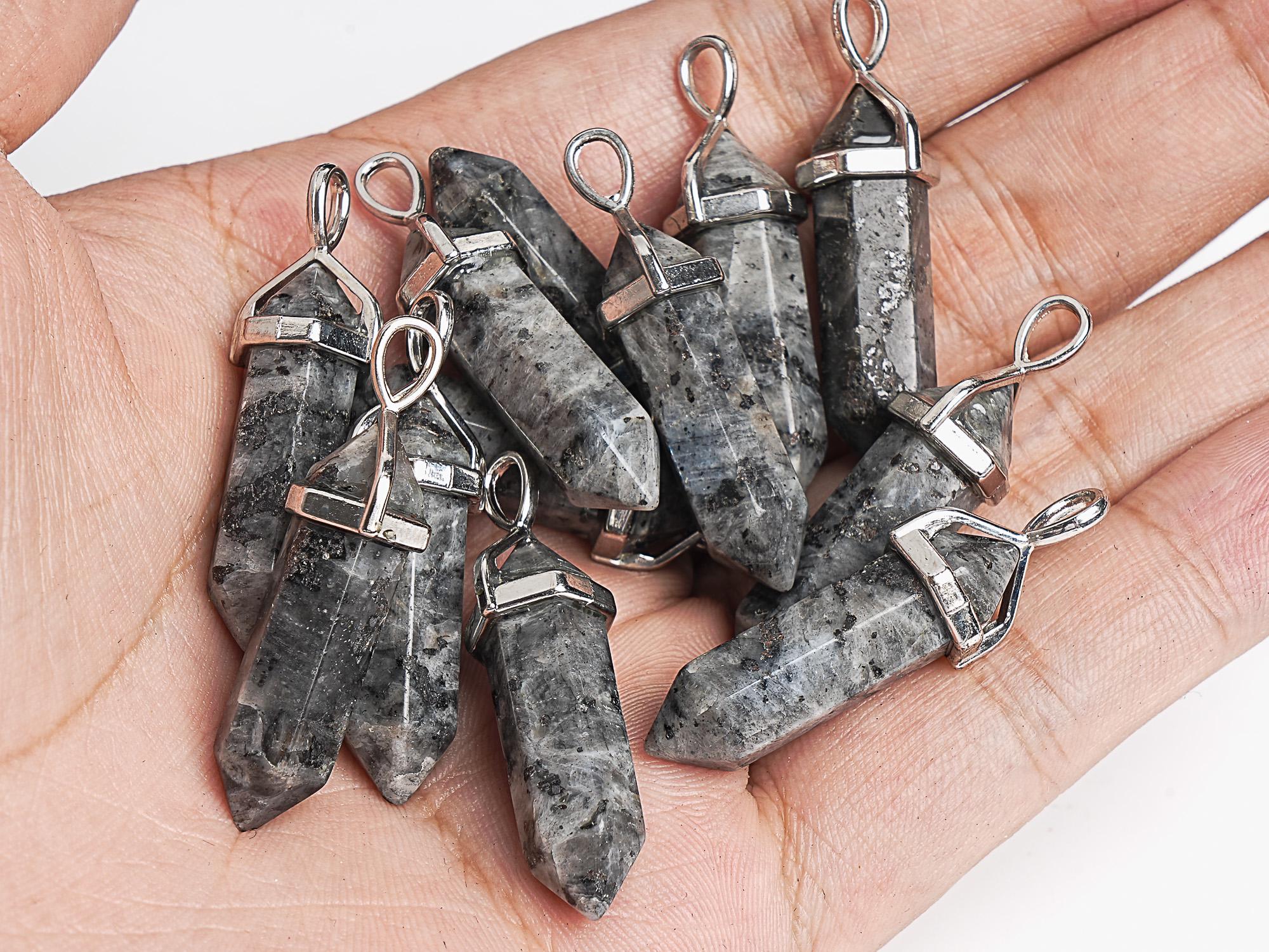 2 Pcs 33x8mm Black Labradorite Larvikite Healing Hexagonal Pointed Genuine  Natural Silver Plated Cap Bulk Lot Options 116720-3589 - Etsy