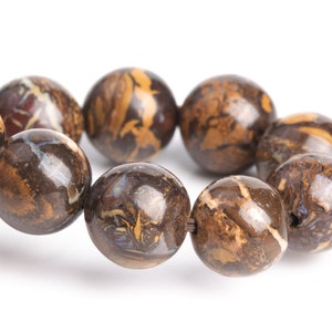 ONLY ONE 8MM Boulder Opal Beads Brown Bracelet Grade AA Genuine Natural Round Gemstone 7&quot; (120570h-3496)