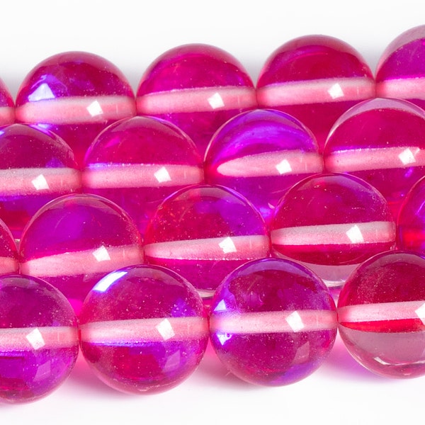 Rose Red Mystic Aura Quartz Beads Grade AAA Gemstone Round Loose Beads 6MM 8MM 10MM 12MM Bulk Lot Options