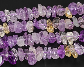 12-24x3-5MM Purple Yellow Ametrine Beads Stick Pebble Chip Grade AAA Genuine Natural Gemstone Beads 16"/8" Bulk Lot Options (111231-3334)
