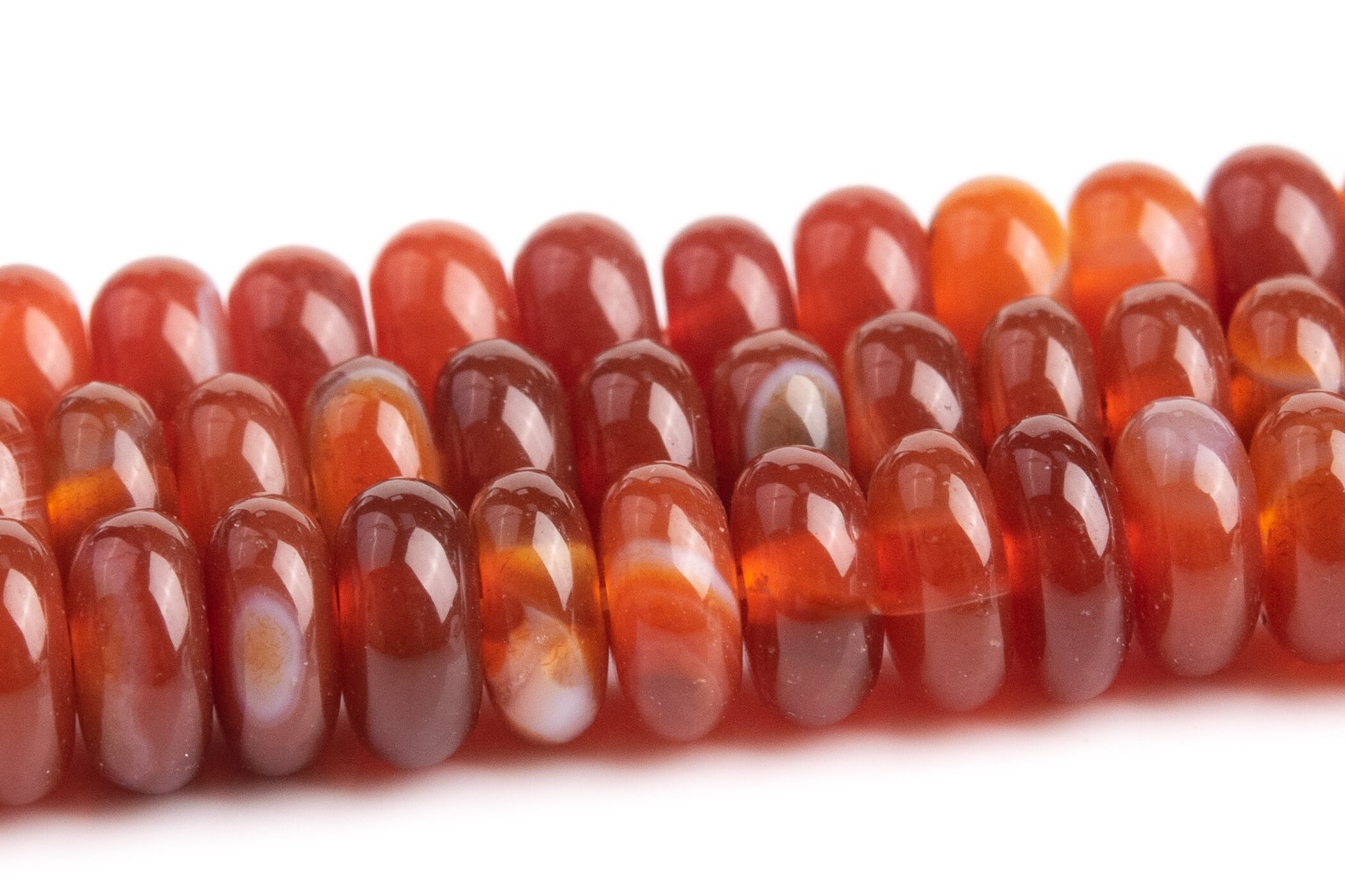 15, Dark Red Agate Beads Spacer Beads UK 8mm Natural Carnelian  Rondelle Beads