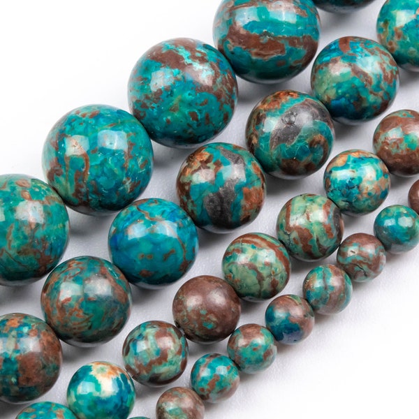 Brown Green Chrysocolla Beads Genuine Natural Grade AAA Gemstone Round Loose Beads 4MM 6MM 8MM 10MM Bulk Lot Options