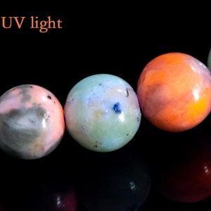 Rare 7-8MM Afghanistan Hackmanite Bracelet UV Reactive Fluorescent Beads Genuine Natural Round Tenebrescent Gemstone 7&quot; (123920h-2556)