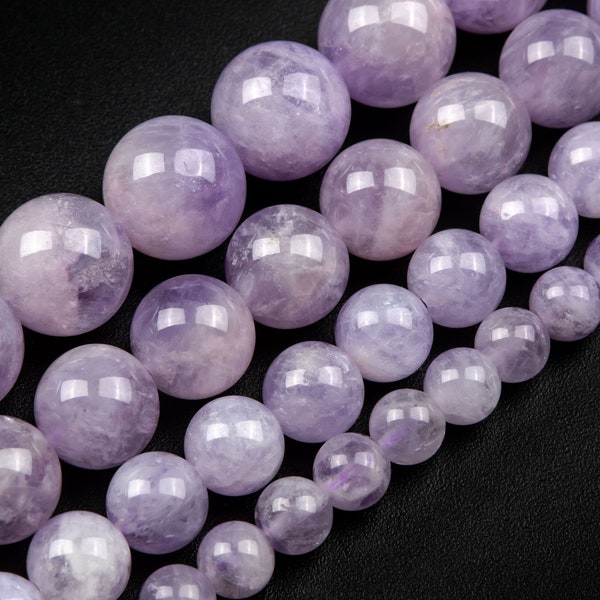 Lavender Amethyst Beads Genuine Natural Grade A+ Gemstone Round Loose Beads 6MM 8MM 8-9MM 10MM Bulk Lot Options