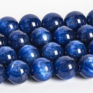 8MM Cat Eye Kyanite Beads South Africa Deep Blue Gemstone Grade AAA Genuine Natural Round Loose Beads 15"/7.5"/4" Bulk Lot Options (112978)
