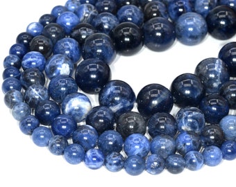 Sodalite Beads Grade AAA Genuine Natural Gemstone Round Loose Beads 4MM 6MM 8MM 10MM 12MM Bulk Lot Options