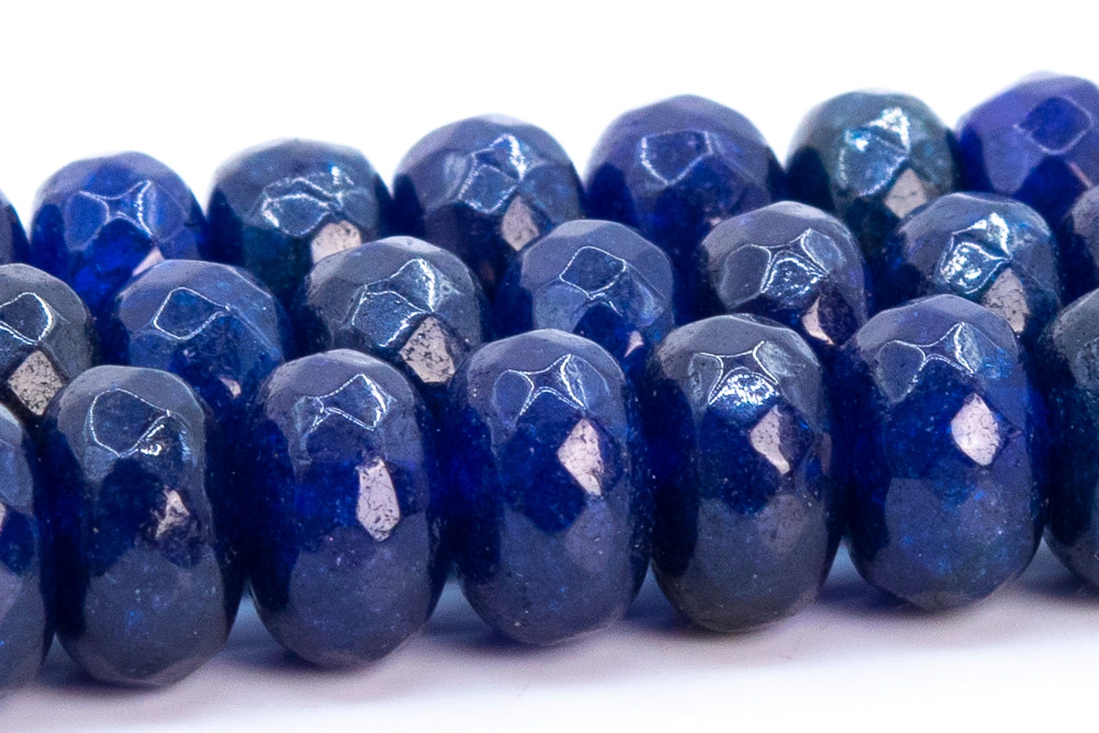 8x5mm Indigo Blue Jade Beads Grade Aaa Natural Gemstone Half Etsy
