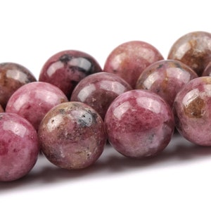 Gray Pink Thulite Beads Genuine Natural Grade AA Gemstone Round Loose Beads 8MM 10MM Bulk Lot Options