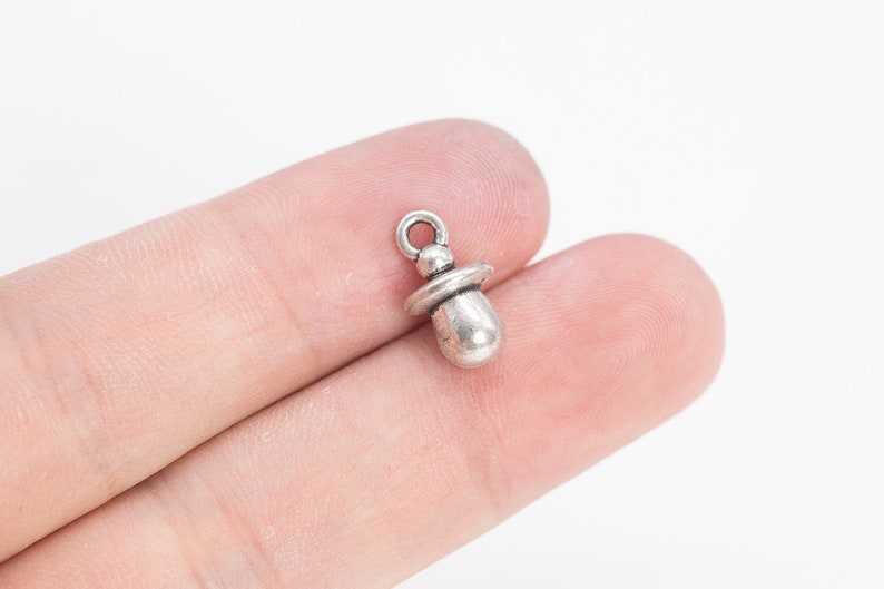 65896-3353 13x7x2MM Pacifier Charm Antique Sliver Tone Zinc Metal Alloy Charm 10 Pcs Bulk Lot Options