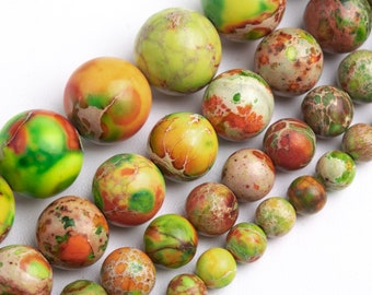 Yellow Green Sea Sediment Imperial Jasper Beads Grade AAA Gemstone Round Loose Beads 4MM 6MM 8MM 10MM Bulk Lot Options