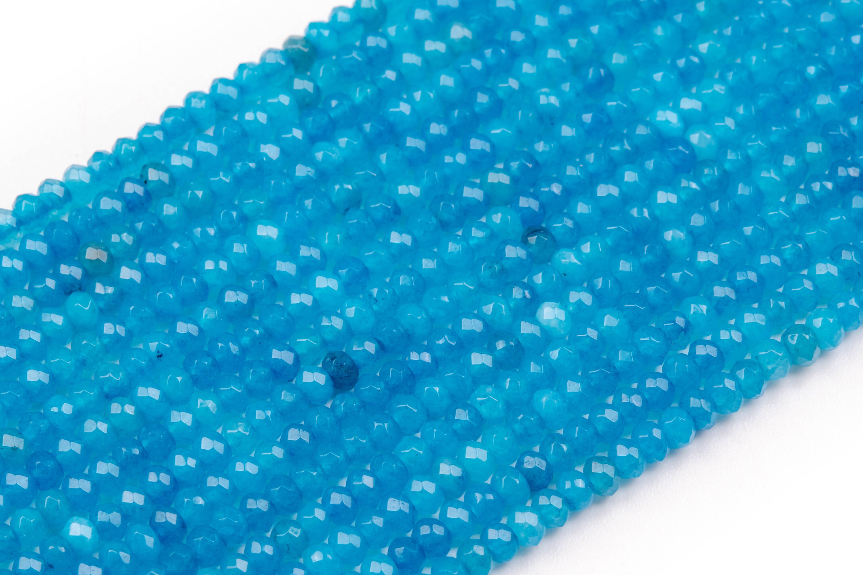 3x2MM Blue Jade Beads Grade AAA Gemstone Full Strand Faceted Rondelle Loose Beads 13.5" Bulk Lot Options (124918-4129)