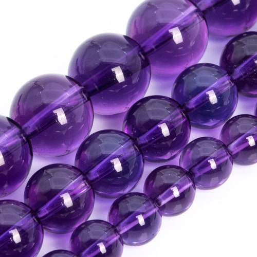 Purple Amethyst Beads Grade AAA Genuine Natural Gemstone Round Etsy