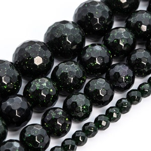 Perline di pietra d&#39;oro verde scuro grado AAA micro perline rotonde sfaccettate sciolte 6 mm 8 mm 10 mm opzioni lotto all&#39;ingrosso