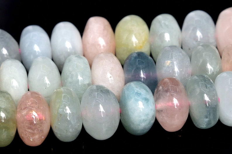 9x5MM Beryl Morganite Aquamarine Beads Africa AAA Genuine Natural Gemstone Full Strand Rondelle Beads 15.5 Bulk Lot Options 107963-2606