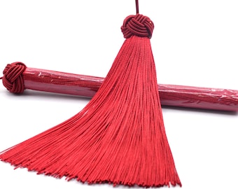 2 Pcs 5.9" / 15CM Blood Red Tassel 1.7CM Thickness Polyester Handcraft Tassels for Jewelry Design BULK LOT 2,4,6,12 and 50 (60865-045)