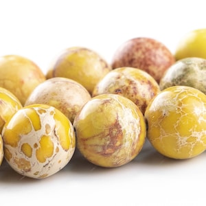 10MM Yellow Sea Sediment Imperial Jasper Beads Grade AAA Natural Round Loose Beads 15&quot; Bulk Lot Options (102769-603)