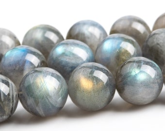 Perles de labradorite grises 14 mm, qualité AA +, perles rondes, rondes, véritables pierres précieuses, demi-brin, 7,5 pouces (124434h-430)