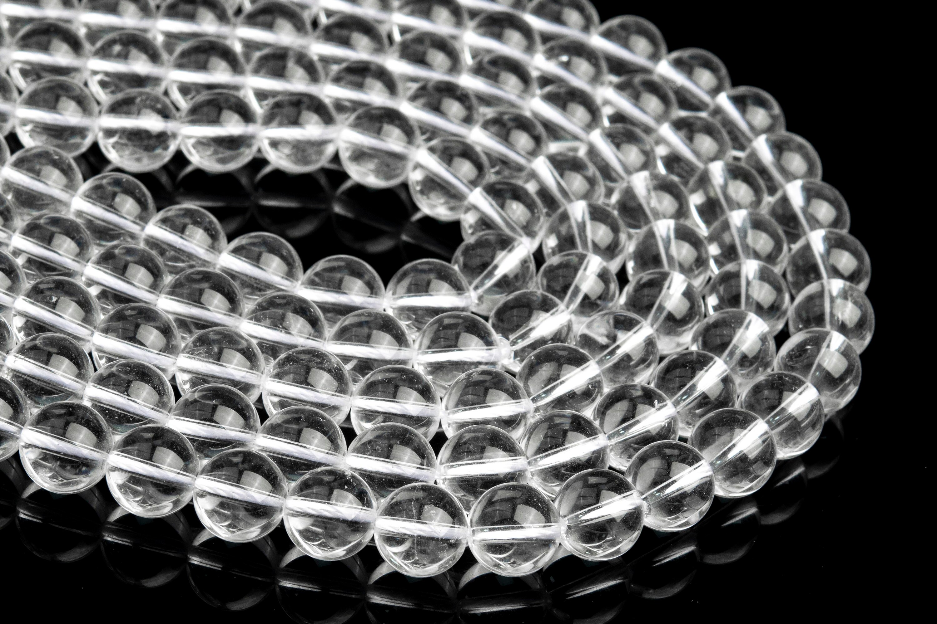 6/8/10mm Natural Clear Quartz Gemstone Beads – Round Rock Crystal Loose Beads 15"