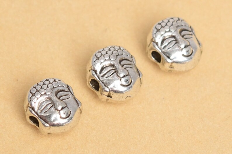 7x6MM Antique Silver Tone Spacer Beads Buddha Head 20 Pcs Bulk Lot Options 63351-2395