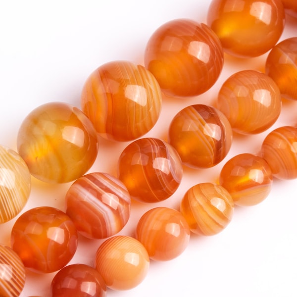 Orange Red Botswana Agate Beads Genuine Natural Grade AAA Gemstone Round Loose Beads 6MM 8MM 10MM Bulk Lot Options