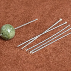 30x0.6MM Sterling Silver Head Pin Flat End 10 Pcs Solid Silver (64777-2172)