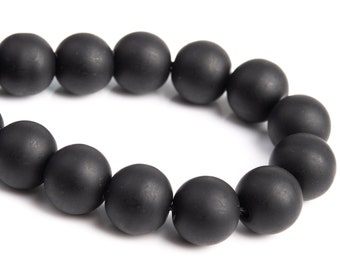 10MM Matte Carbon Black Jade Beads Grade AAA Natural Gemstone Half Strand Round Loose Beads 7.5" BULK LOT 1,3,5,10 and 50 (101064h-171)