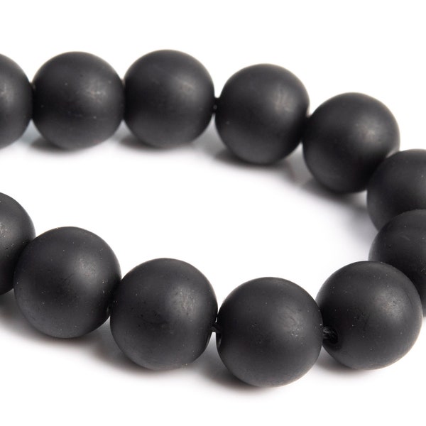 10MM Matte Carbon Black Jade Beads Grade AAA Natural Gemstone Half Strand Round Loose Beads 7.5" BULK LOT 1,3,5,10 and 50 (101064h-171)