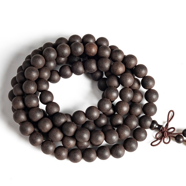 10MM Ebony Blackwood Mala Beads 108 Pcs Natural Round Beads 43" BULK LOT 1,3,5,10 and 50 (80295-1619)