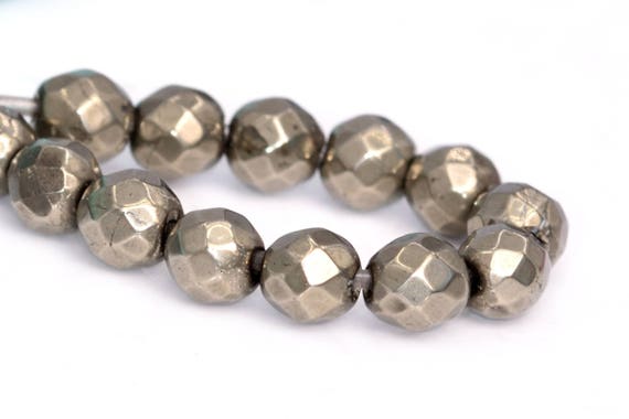 Natural Gray Pyrite Flower Loose Beads For Jewelry Making - 7-8/16mm, DIY Craft