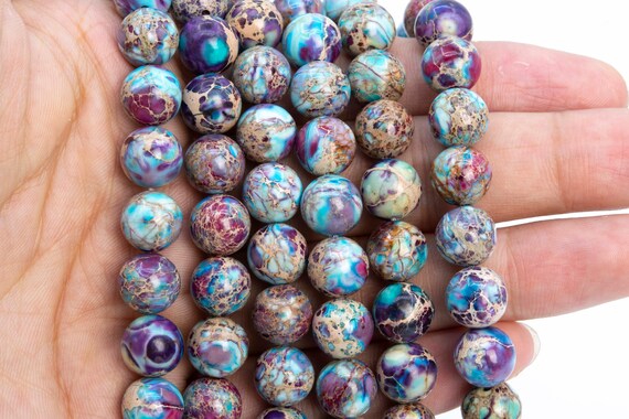 12MM Natural Mint Blue Sea Sediment Imperial Jasper Beads AAA Round Beads 7" 