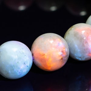 Rare 10-11MM Afghanistan Hackmanite Bracelet UV Reactive Fluorescent Beads Genuine Natural Round Tenebrescent Gemstone 7.5&quot; (117331h-3028)