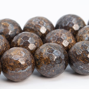 12MM Toffee Bar Bronzite Beads Grade AAA Genuine Natural Gemstone Micro Faceted Round Loose Beads 15&quot; / 7.5&quot; Bulk Lot Options (101752)